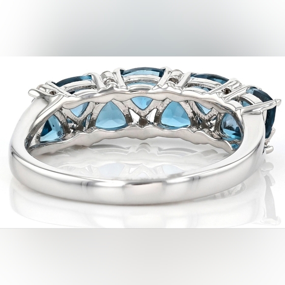 Genuine London Blue Topaz Rhodium Over Sterling Silver Ring! Sz 7 - Picture 3 of 16